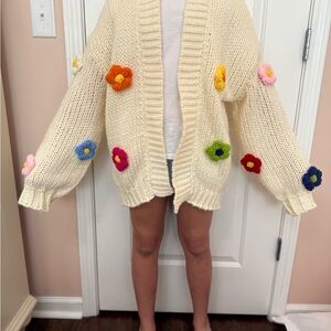 Colorful Floral Knit Cardigan